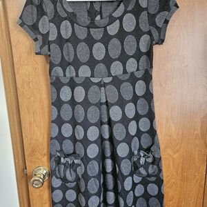 Enfocus Studio Charcoal and Light Gray Polka Dot Dress